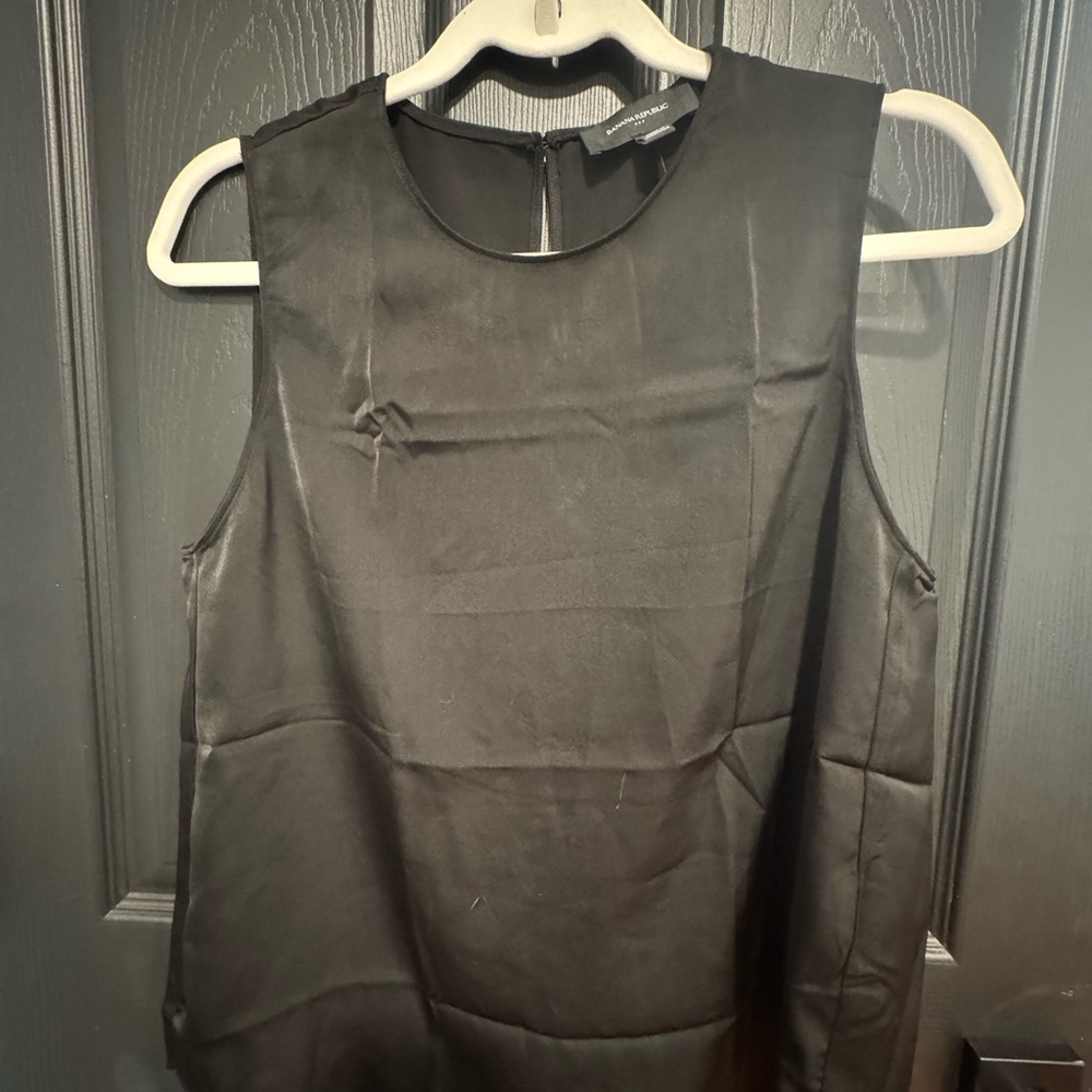 Banana Republic Black Satin Blouse/Tank Top Medium